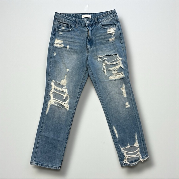 Flying Monkey Women's Blue Jeans Size 28 Distressed Straight Leg High Rise Denim - Picture 12 of 13